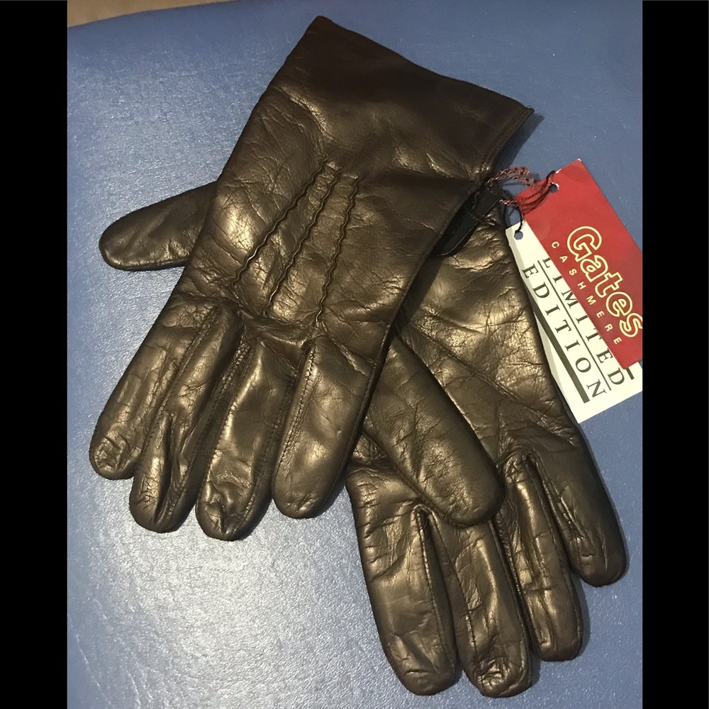 New, Limited Edition, Gates dark brown lambskin, cashmere-lined men’s gloves